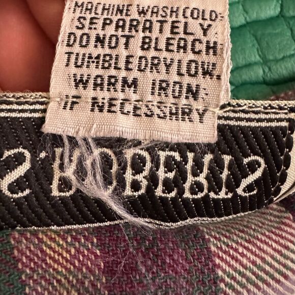 Vintage 90s Dress 16 Purple Green Plaid Flannel Contrast Collar Maxi S. Roberts - Picture 7 of 15